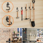 LIGHT DUST Broom Holder Wall Mount - 6 Pack Tool Hangers Garage Wall Hanging Organizer - Heavy Duty Metal Large S Hooks for Mop Shovel Rake Shed Garden Lawn Yard Handle Tools Organization (Black)