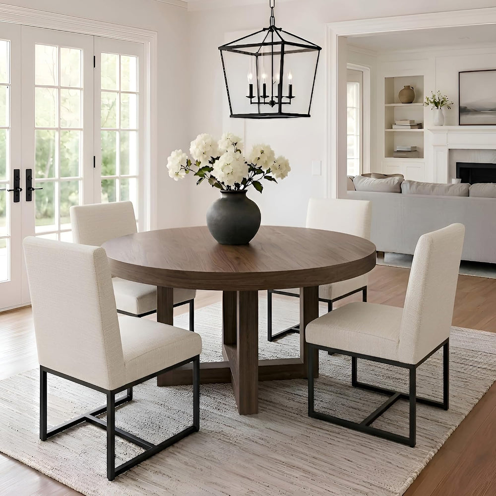 VESCASA Linen Upholstered Dining Chairs Set of 4, Mid Century Modern Padded C...