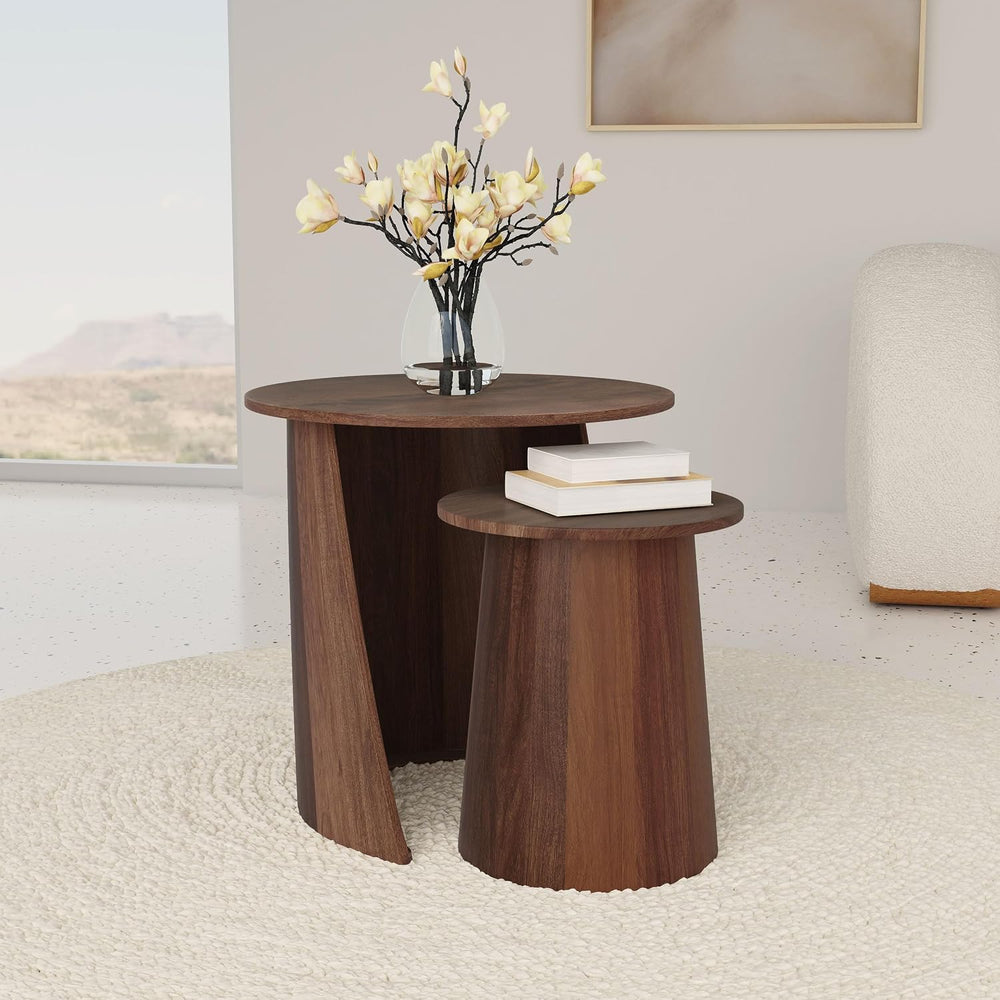 Coaster Home Furnishings - Yency - Mango Wood - 2-Piece Round Nesting Tables ...
