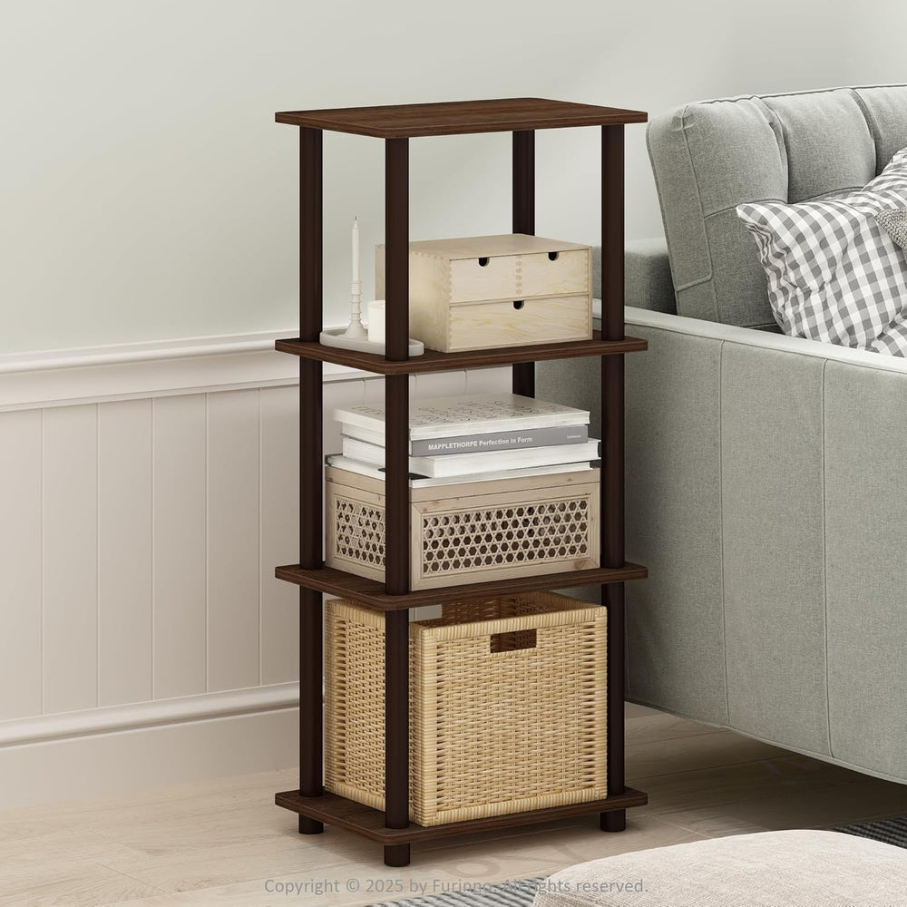 Furinno Turn-N-Tube Side Table, 3-Tier End Table with Open Shelf, Easy Assemb...