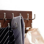 Treehouse Belt Organizer Rack, Holds Over 28 Large Belts, Sturdy Metal & Sturdy Wood Storage Holder for Closet, Versatile, Wall Mounted Belt & Tie Display Hanger for Bedroom - (Walnut) 4.25''Hx16''L