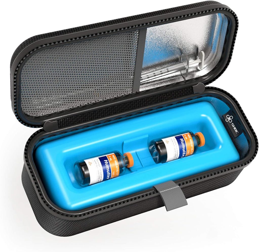 SHBC Medical Cooler Insulin Vial Carrying Travel Case TSA Approved Protector for Diabetic with One Ice Pack Black