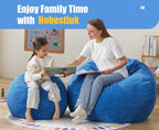 Hobestluk Adult Bean Bag Chair Teardrop Shape with Filling, 3.5FT Blue | Soft Fabric, Corduroy Cover, Removable and Washable, Memory Foam Filler, Portable Handle, Gaming, Relaxing, For Living Room