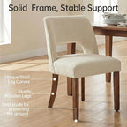 keoni Wooden Dining Chairs Set of 6, Mid Century Modern Upholstered Dining Room Chairs with Rubberwood Legs, Fabric Farmhouse Kitchen Chairs with Foot Pegs for Dining Room, Cream