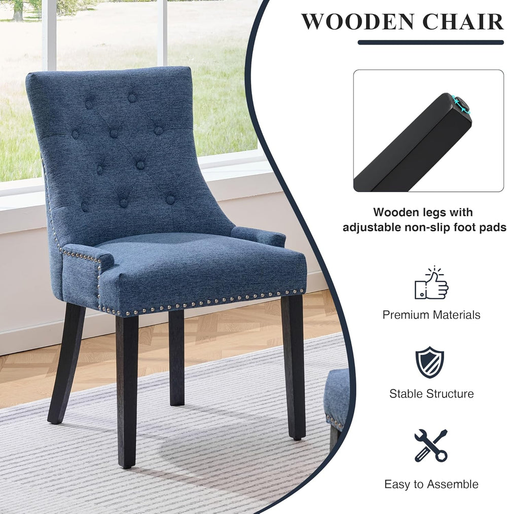 adochr Dining Chairs Set of 6, Upholstered Fabric Dining Room Chairs with Nai...