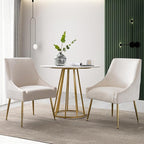 Modern Velvet Dining Chairs Set of 6, Contemporary Upholstered Furniture Collection with Polished Gold Metal Legs, Elegant Accent Chairs for Kitchen Living Room(White)