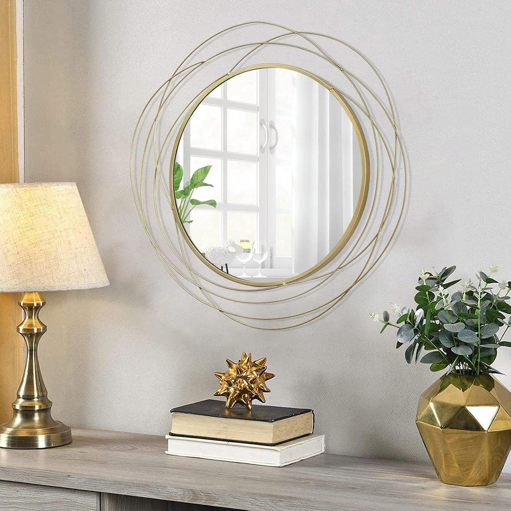 ironsmithn 26.8 Inch Round Gold Dressing Mirrors for Wall