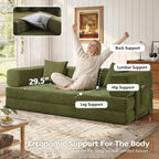 MoonSpeak 78.8''Sleeper Couch Bed for Livingroom,Convertible Modular Sofa with Armrest Pillow,Modular Foldable Corduroy Couches in a Box,No Assembly (Green)