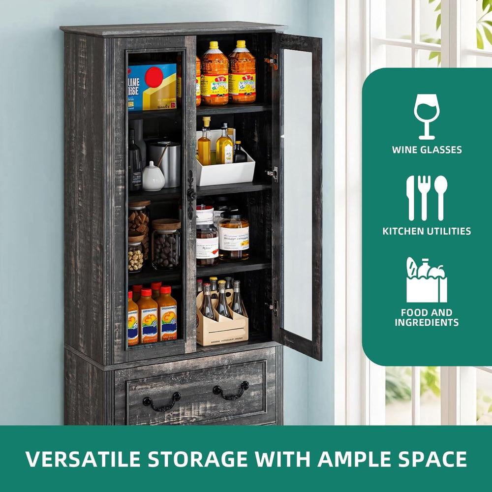 YITAHOME 76'' Kitchen Pantry Cabinet with 2 Drawers, Tall Storage Cab...