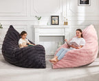 Hobestluk 3 in 1 Bean Bag Chair Giant Bean Bag Chairs for Adults with Ripple Cover Convertible Bean Bag Floor Cushion with Machine Washable Cover for Living Room (Ripple Pink)