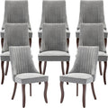 Gray Mid Century Dining Chairs Set of 8, Modern Kitchen & Dining Room Chairs Set of 8, Fabric Upholstered Kitchen Chairs, Sillas de Comedor, Wood Legs (Grey, 8 Pcs)