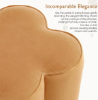 Camel Velvet Ottoman Set of 2, Small Vanity Stool, Modern Footstool | Multi-Functional Ottoman Stool, Footrest for Couch, Flower Footstool for Makeup Room, Entryway and Living Room