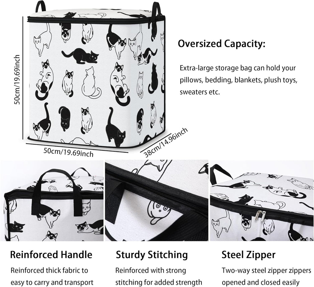 Large Comforter Storage Bag with Zipper,Closet Organizer for Clothes,Blankets,Quilts,Pillows,Fabric Storage Bags with Portable Handles 95L(2-Pack)