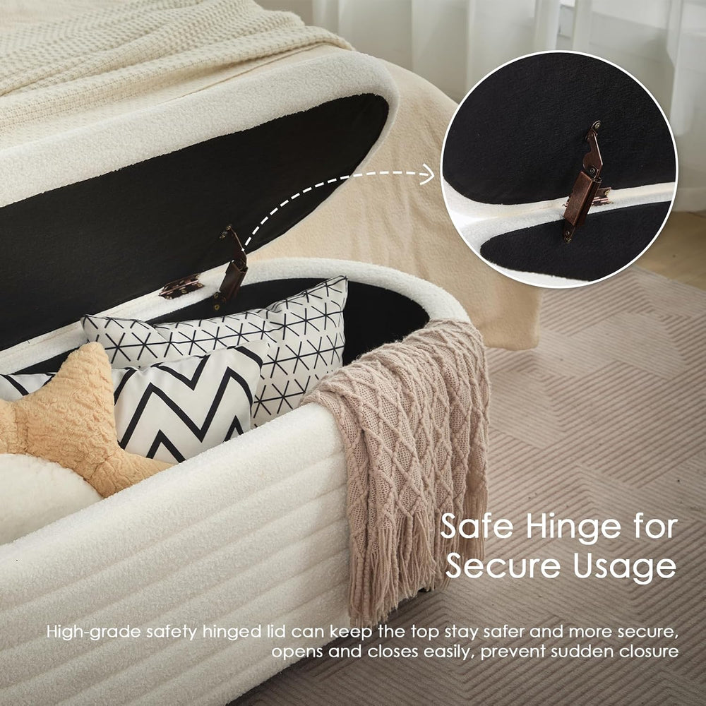45.5" Storage Teddy Ottoman Bench Upholstered Fabric Bench Hidden Storag...
