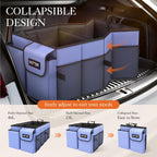 HOTOR Large-Capacity Trunk Organizer - Foldable for SUVs & Sedans, Sturdy Organization for Car Accessories, Tools, Sundries, Blue, 2 Compartments, US11032