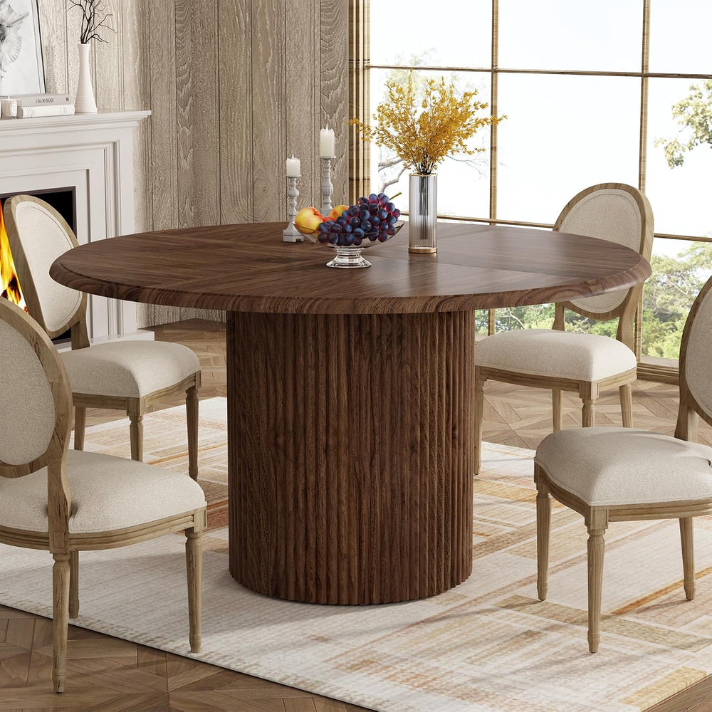 Tribesigns 47" Round Dining Table for 4, Farmhouse Kitchen Table with Me...