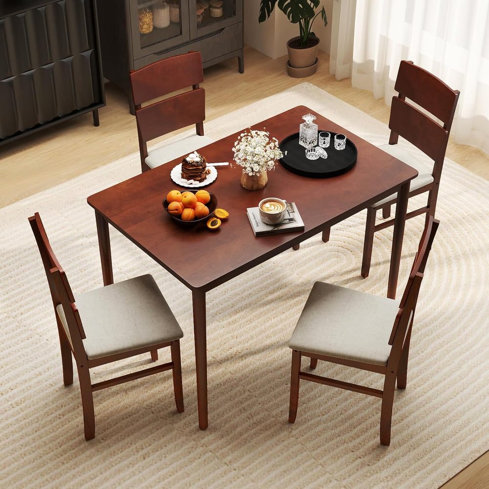 GOFLAME 5-Piece Dining Table Set for 4, Farmhouse Wooden Kitchen Table & ...
