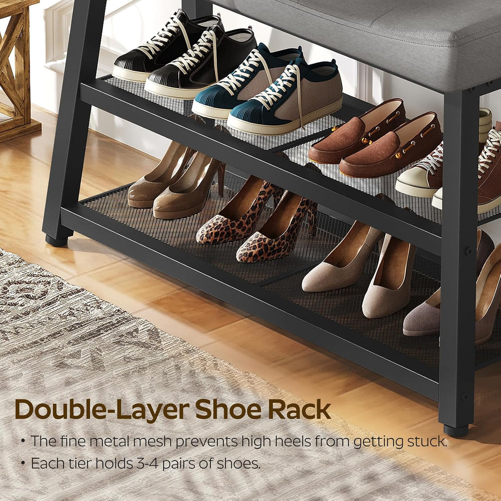 YATINEY Shoe Bench, 3-Tier Shoe Rack, Entryway Bench with Storage and Cushion...