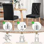 Yaheetech Dining Chairs Set of 6 Fabric Upholstered Dining Room Chairs with Button Tufted High Back and Solid Wood Legs for Kitchen/Living Room/Restaurant, Modern Style, Black