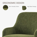Swivel Dining Chairs Set of 2, Mid Century Modern Chairs Fabric Upholstered Armchair with Armrest & Ergonomic Backrest for Dining Room, Kitchen, Bedroom, Living Room, Green, 2 Boxs