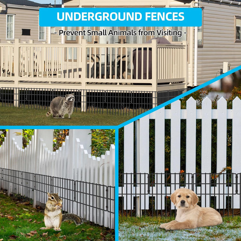 25 Panels Garden Fencing Animal Barrier, 17in (H) X 27ft (L) Dog Dig Fence Ba...