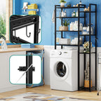 Simple Trending 8 Tier Over The Toilet Storage with Side Rack, Bathroom Organizer Metal Shelves for Towels, Black