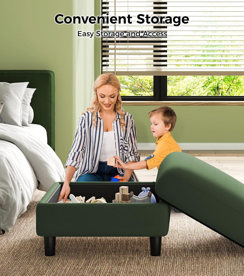 Welzona Teddy Storage Ottoman, 26.7"Large Living Room Ottoman, Coffee Ta...