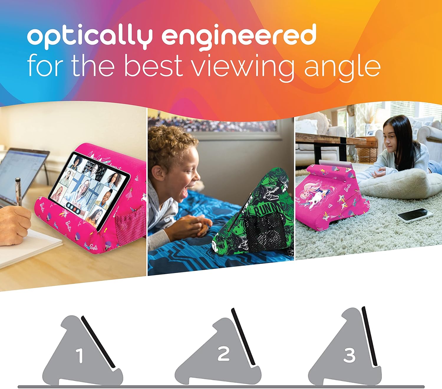 Flippy Original Tablet Pillow Stand & iPad Holder, Gift for Book Lovers & Readers, Multi-Angle Stand with Storage for Lap, Desk & Bed, Compatible with Kindle, Fire, iPad & Samsung, Barbie