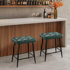 STOOLINK Bar Stools Set of 2, 24 Inch Counter Height Bar Stool for Kitchen Island, Modern Bar Hight Stools with Sturdy Metal Base and Thickened Saddle Cushion, 330Lbs, Green