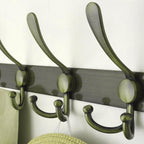Dseap Coat Rack Wall Mount - 38” Long 10-Tri-Hooks Heavy Duty Coat Hanger Rail Wall Hooks for Hanging Coats Hats Clothing Clothes Purse Mudroom Entryway, Bronze