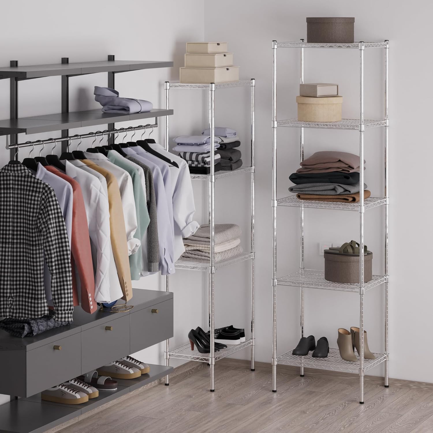 18" Deep x 24" Wide x 86" Height Wire Shelving Kit | 5-Tier | NSF Commercial Storage Rack Unit