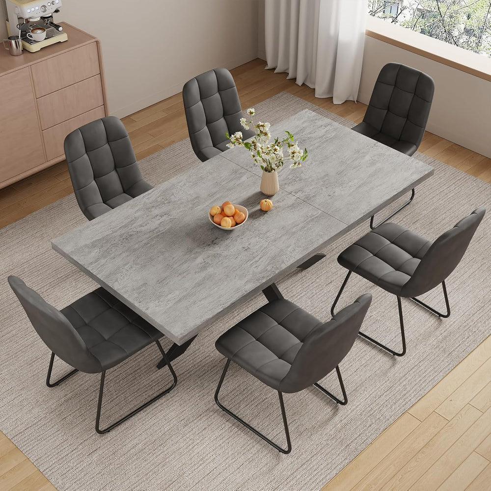 ZckyCine 7-Piece Expandable Dining Set with 63"-79" Extendable Wood...