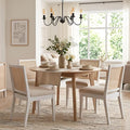 HNY Farmhouse Rattan Dining Chairs Set of 4, Mid Century Modern Kitchen & Dining Room Cane Upholstered Kitchen Side Chairs with White Hardwood Frame, Beige