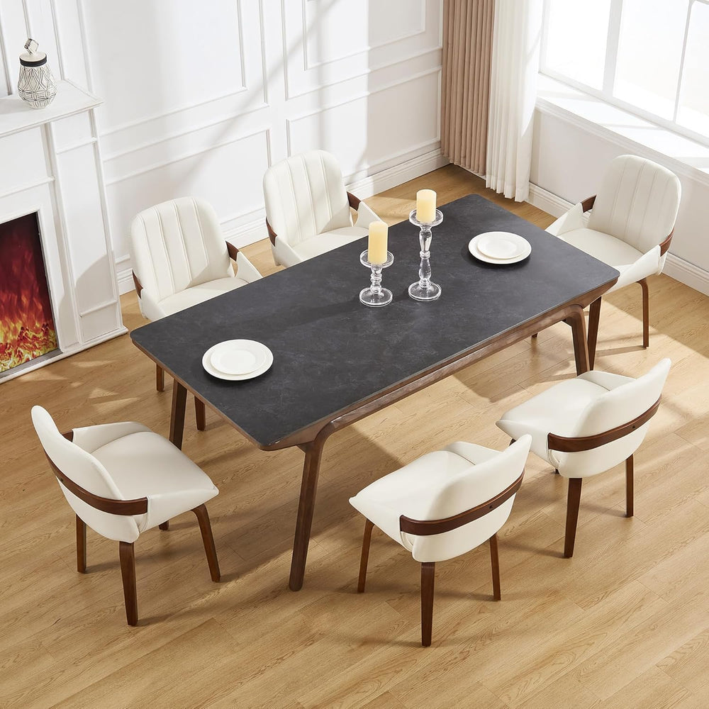 Swivel Dining Chairs, Mid Century Modern Faux Leather Dining Room Chairs with...