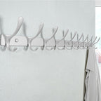 SKOLOO Coat Rack Wall Mounted - 10 Hooks, Heavy Duty, Stainless Steel, Metal Wall Hanger, Sturdy Coat Hooks for Hanging Coats, Jacket, Clothes, Hat, Cold Light Silver