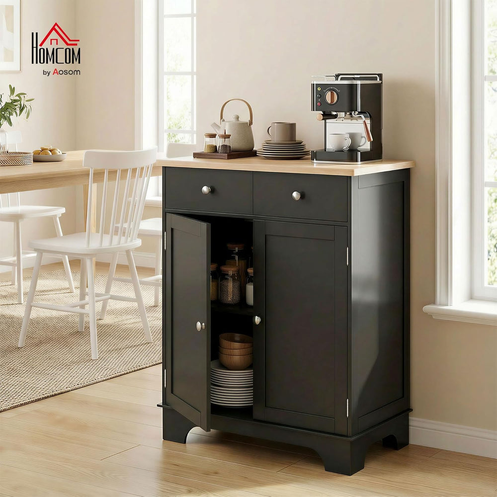HOMCOM Sideboard Buffet Cabinet with Solid Wood Countertop, Modern Kitchen St...