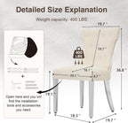 adochr Velvet Dining Chairs Set of 6, Upholstered Kitchen Chairs with Mteal Legs, Modern Button Tufted Back with Square Pull Ring Trim for Dining Room, Beige