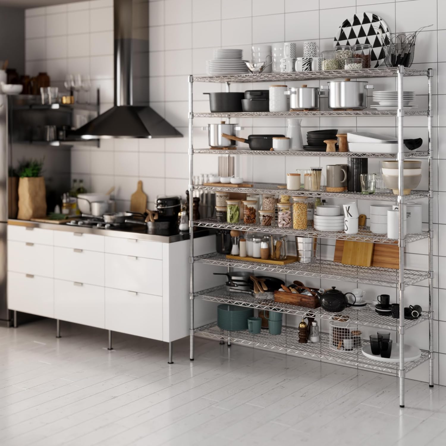 18" Deep x 60" Wide x 74" Height Wire Shelving Kit | 8-Tier | NSF Commercial Storage Rack Unit