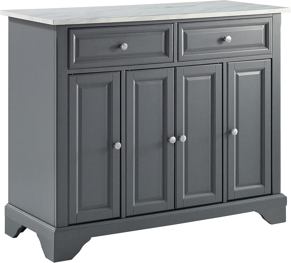 Crosley Furniture Avery Kitchen Island with Storage Shelves, Microwave Stand,...