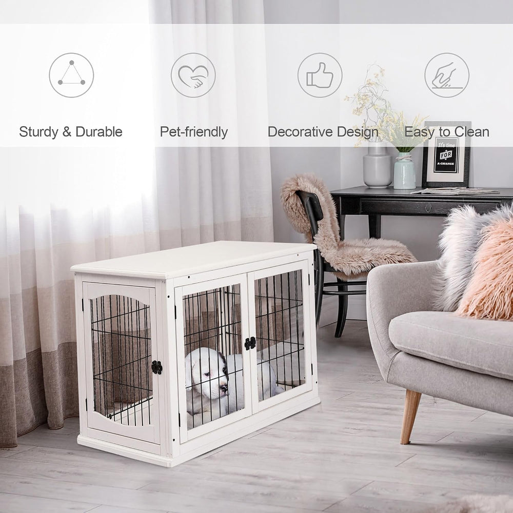 26-inch Durable Heavy-Duty Solid Premium Engineered Wood Dog End Table with T...