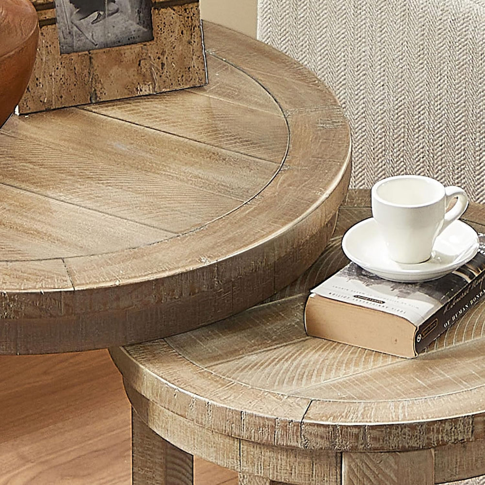 WILLIAMSPACE 24" Round Nesting Coffee Table Set of 2, Solid Wood Coffee ...