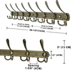 Dseap Coat Rack Wall Mount - 29.5” Long 8-Tri-Hooks Heavy Duty Coat Hanger Rail Wall Hooks for Hanging Coats Hats Clothing Clothes Purse Mudroom Entryway, Bronze