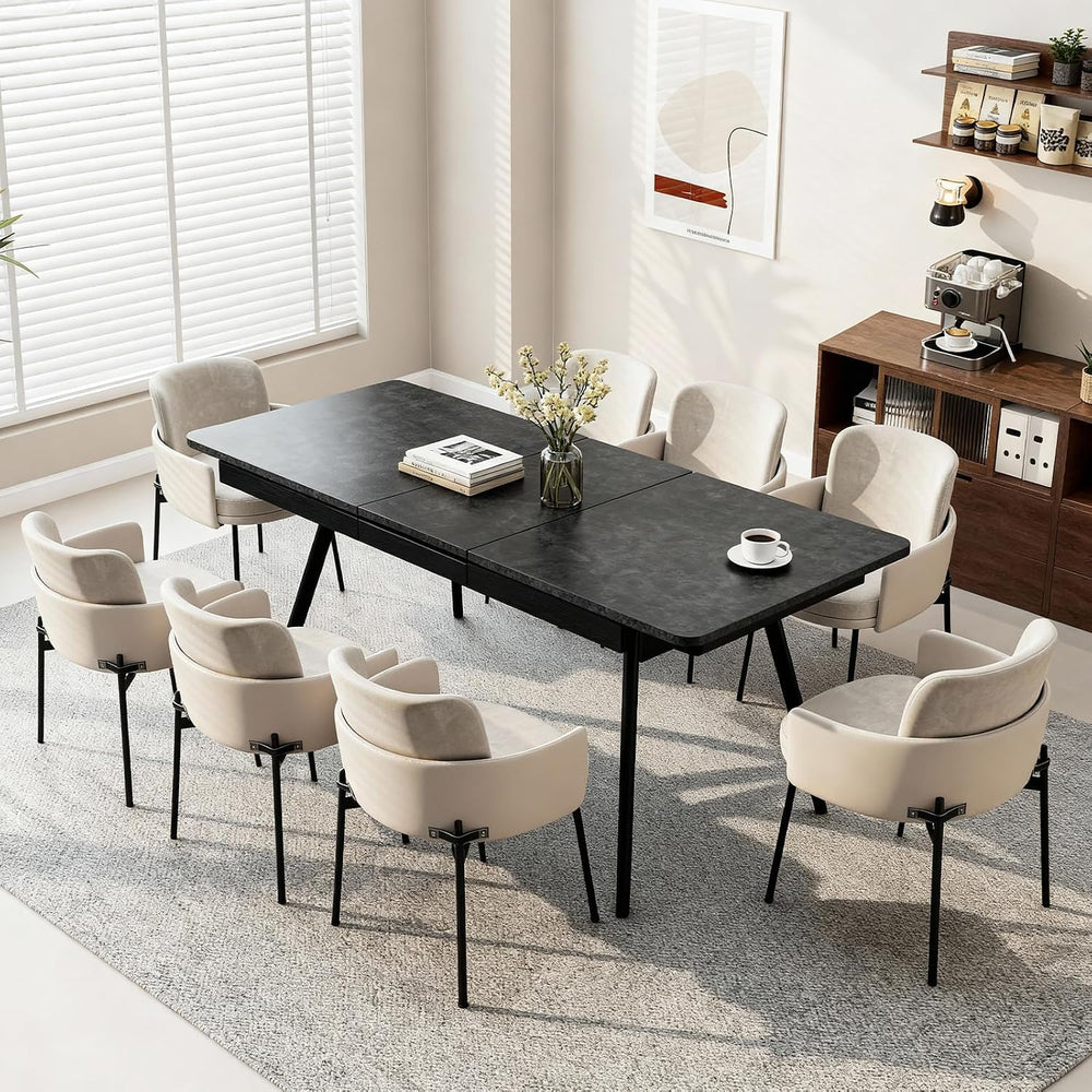 Extendable Dining Table 47-59 Inch - Space-Saving Slide-Out Design, Black Lav...