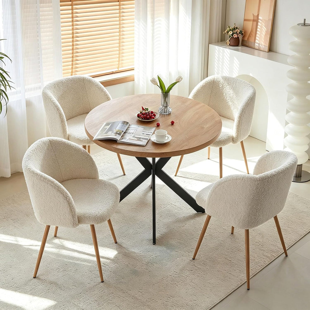 Homedot 5 Pieces Dining Table Set for 4, Modern Mid Century Round Kitchen Din...