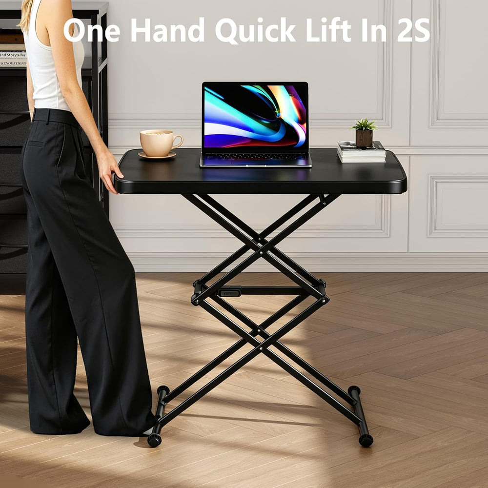 Small Folding Table, Height Adjustable in 2 Seconds with 4 Settings, Ultra-Th...