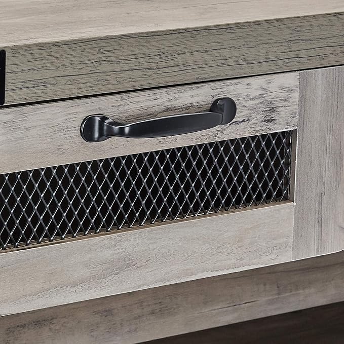 ROCKPOINT Entryway Table with Industrial Style Drawer, Grey Wash