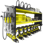 Warome Garage Power Tool Organizer with 8-Outlet Power Strip, Tool Storage Rack Wall Mount with 8 Cordless Drill Holders, Tool Organization Shelf with Charging Station in Green