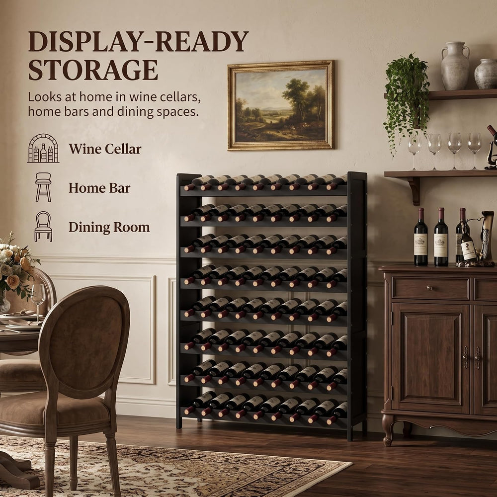 Wine Rack Freestanding Floor 72 Bottle, Bamboo Wine Storage Bottle Holder | 8...