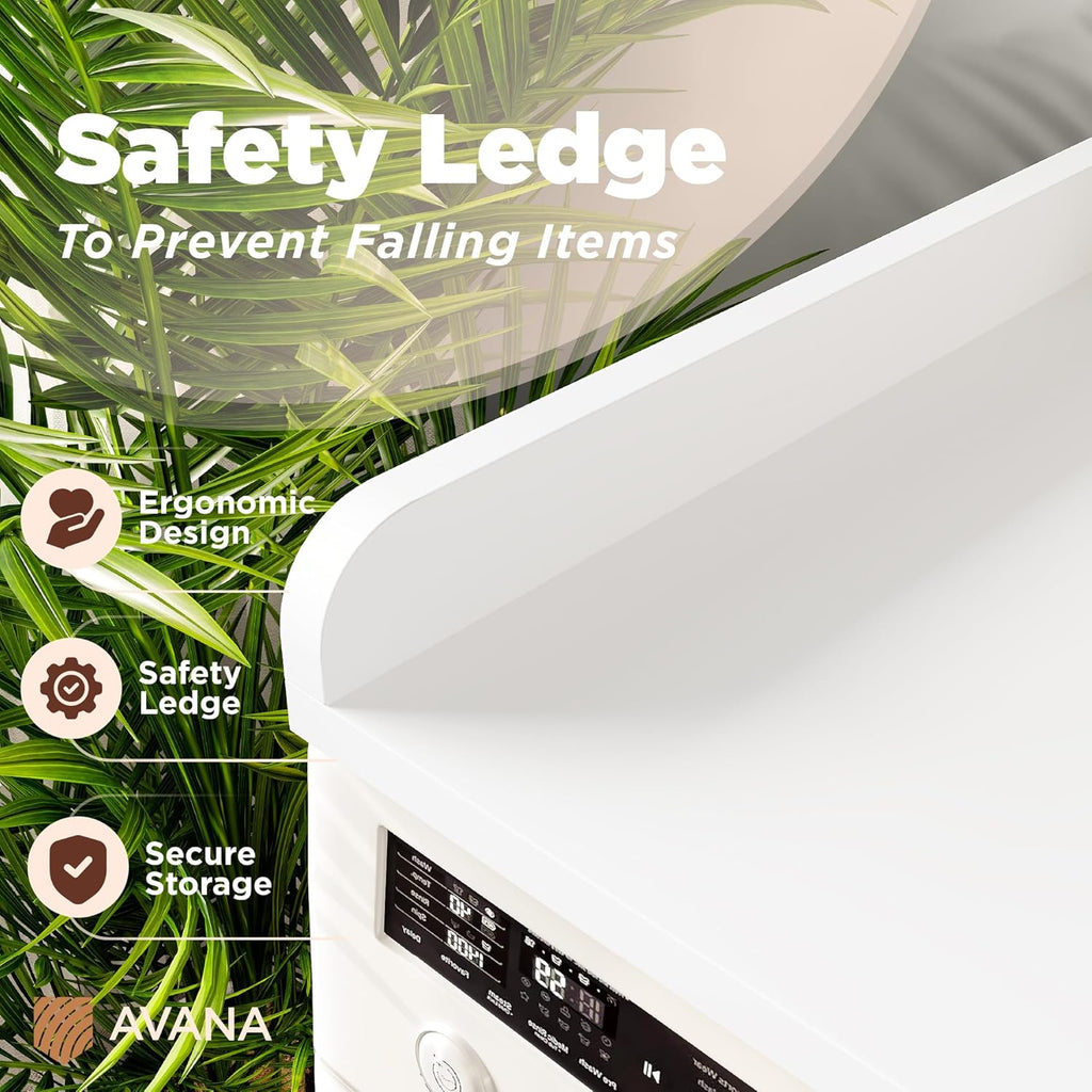 Avana (100% Natural Solid Wood Washer Dryer Countertop – White Pine Laundry Countertop with Raised Edges, 54” x 27.5” Counter Top for Washer and Dryer, Laundry Room Organizer & Tabletop
