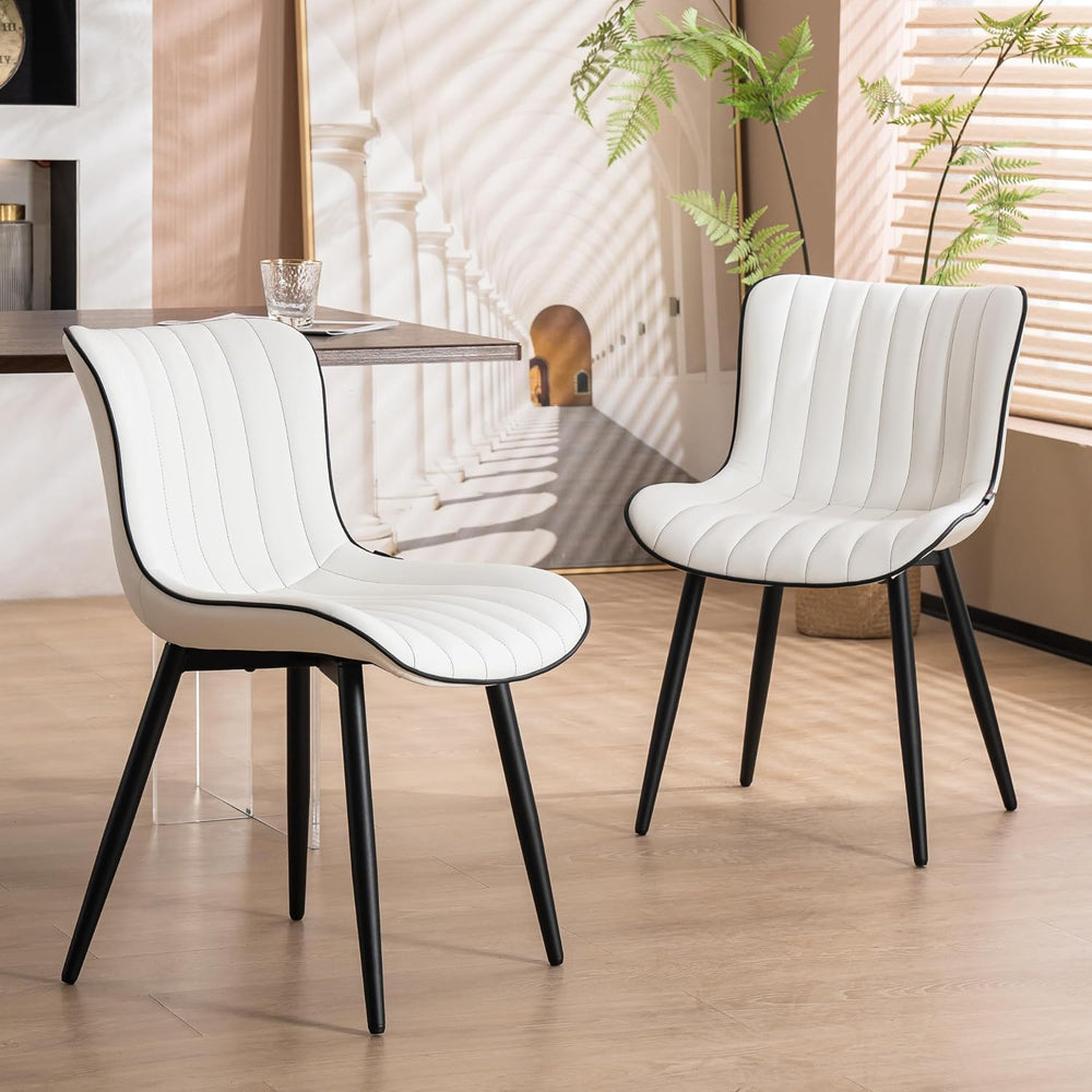 YOUNUOKE Dining Chairs Set of 2 Mid-Century Modern Kitchen Chairs White